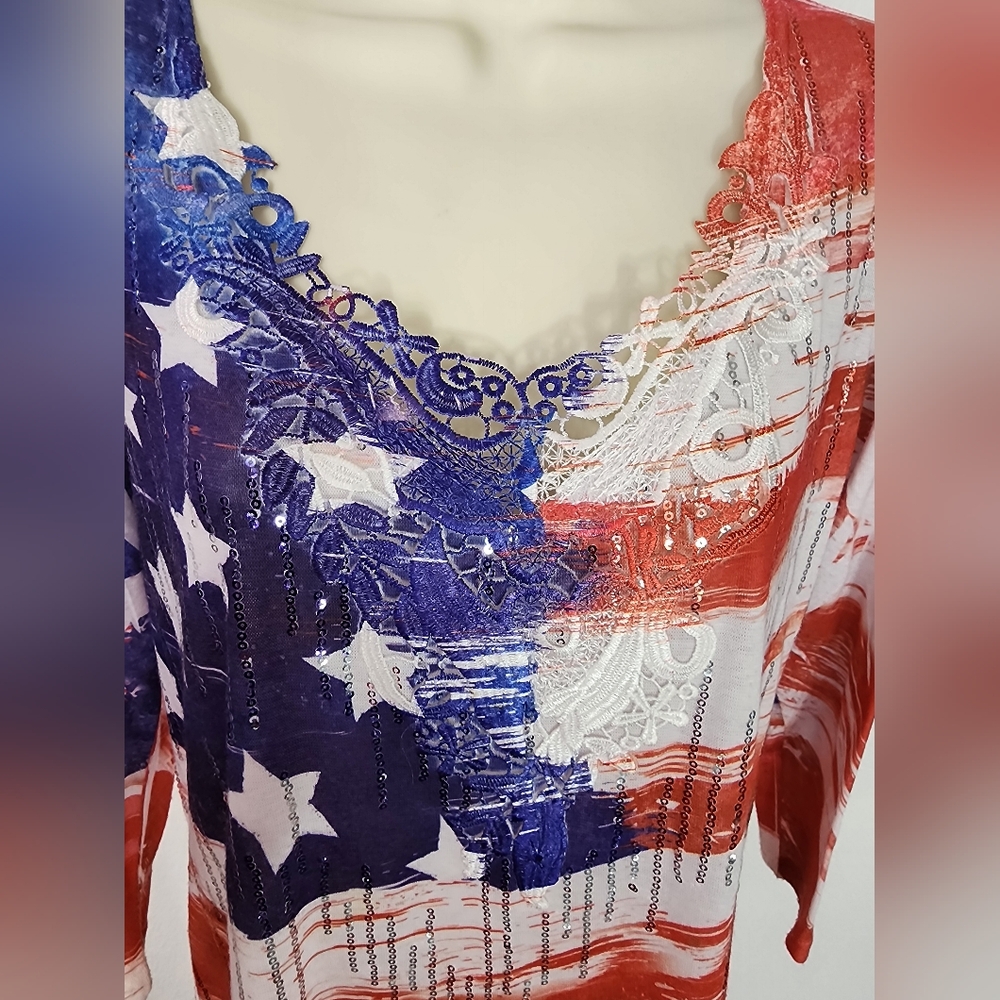 Impulse California Patriotic Stars And Stripes Shirt Red Size S - Picture 7 of 10